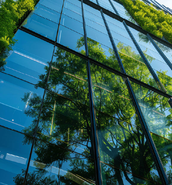 Modern glass window building banner